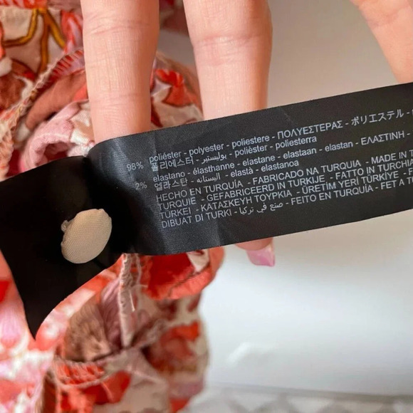 Zara Floral Tiered Babydoll 3/4 Sleeve Dress Red Pink Size XS - Picture 10 of 10